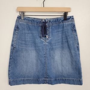 LOFT Denim Lace Up Denim Mini Skirt